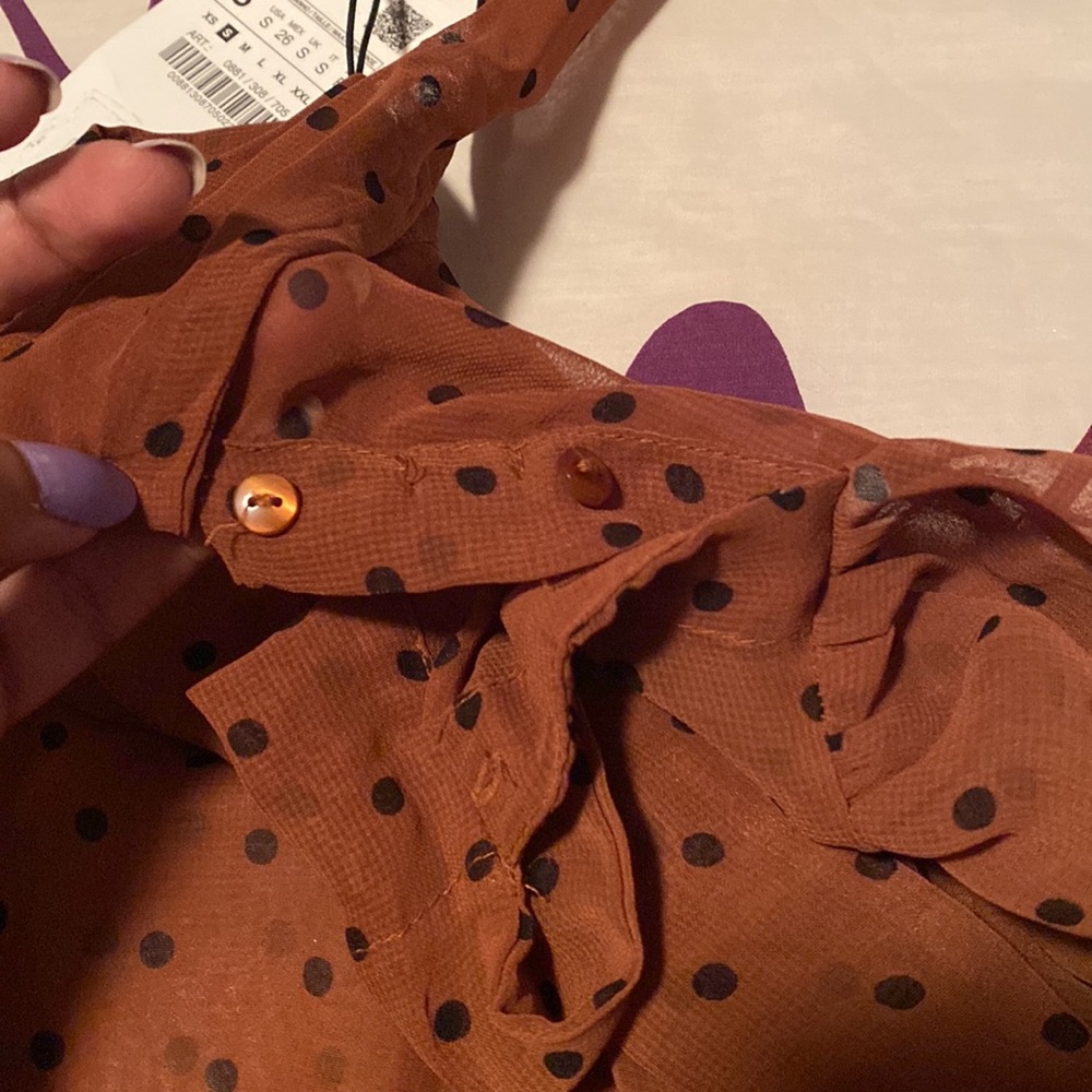 Zara brown polka dot maxi dress - Picture 6 of 7
